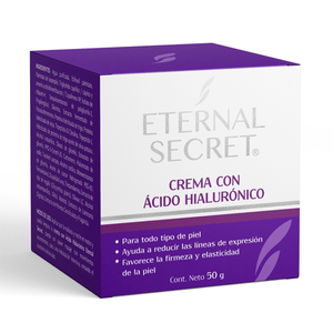 CREMA FACIAL CON ACIDO HIALURONICO PARA TODO TIPO DE PIEL ETERNAL SECRET 50 GR 1 PIEZA
