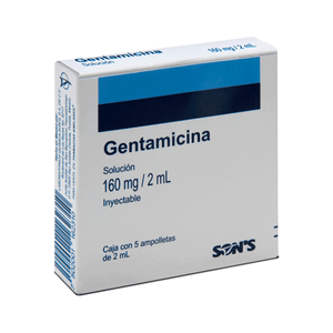 GENTAMICINA 160MG/2ML SOLUCION INYECTABLE 5 AMPOLLETA