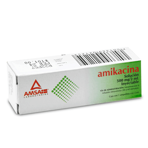AMIKACINA 500MG/2ML SOLUCION INYECTABLE 1 AMPOLLETA