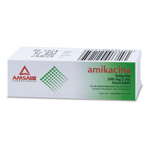 AMIKACINA 500MG/2ML SOLUCION INYECTABLE 1 AMPOLLETA