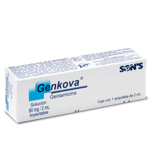 GENTAMICINA 80MG/2ML SOLUCION INYECTABLE 1 AMPOLLETA