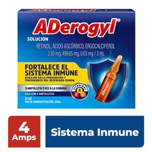 PALMITATO RETINOL 600UI / ERGOCALCIFEROL 1200 UI / ACIDO ASCORBICO 499.65 MG SOLUCION 4 AMPOLLETAS