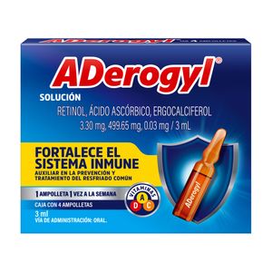 PALMITATO RETINOL 600UI / ERGOCALCIFEROL 1200 UI / ACIDO ASCORBICO 499.65 MG SOLUCION 4 AMPOLLETAS